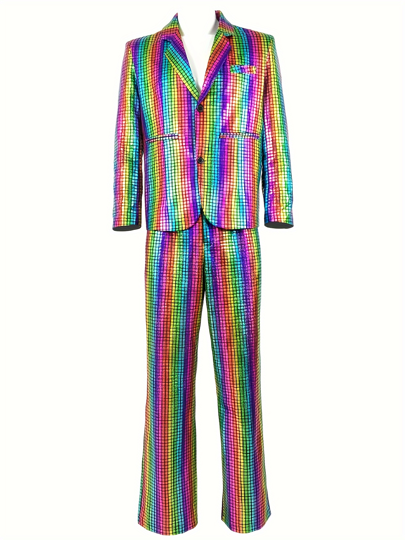 Men's Shiny Performance Suit, European Style for Events